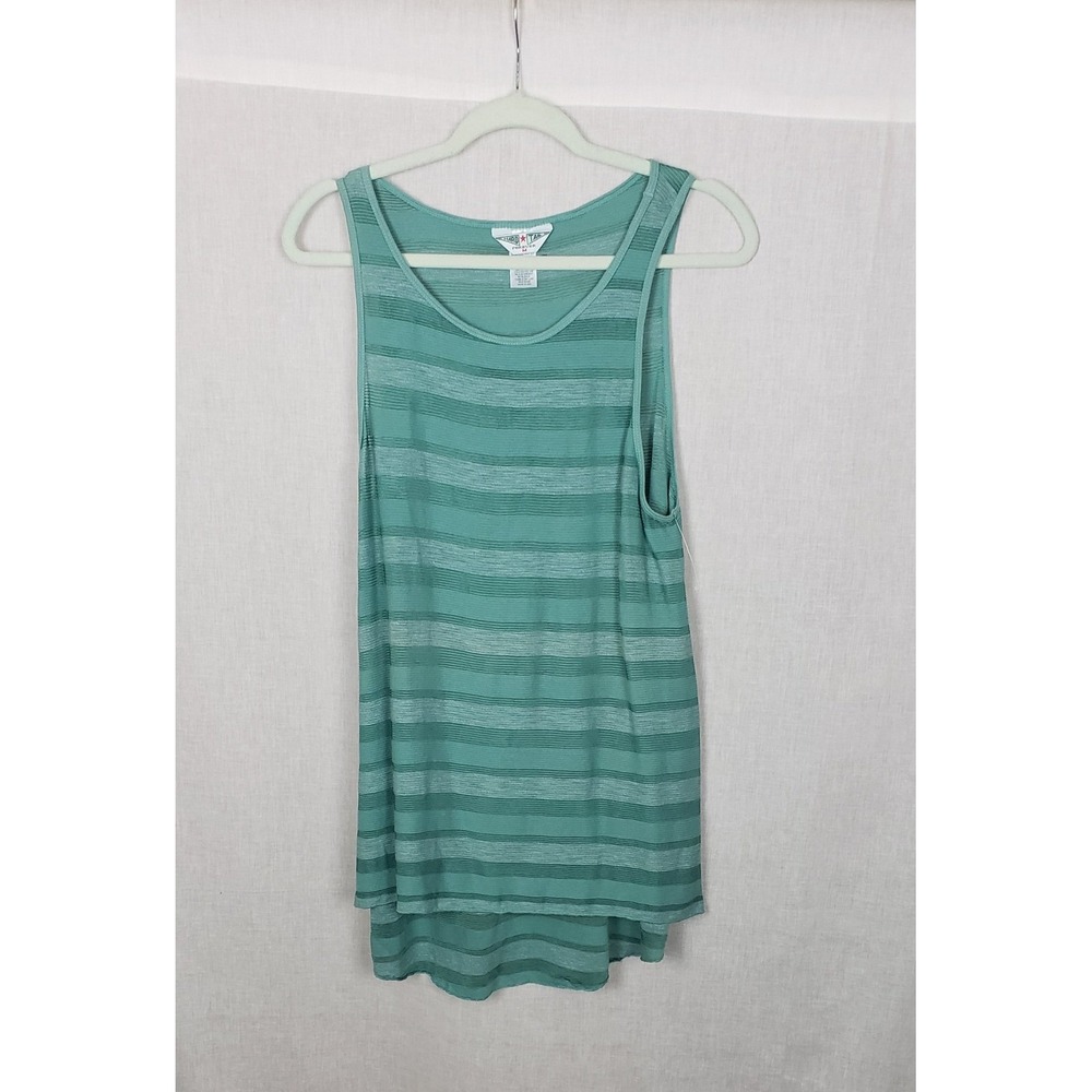 Hard Tail Forever Teal Green Striped High Low Tank Top M USA Athleisure Coastal
